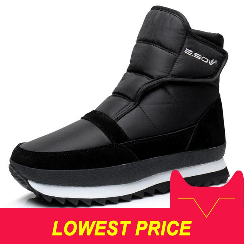Men boots ankle boots Waterproof non-slip warm plush flat men snow boots big size 39-45